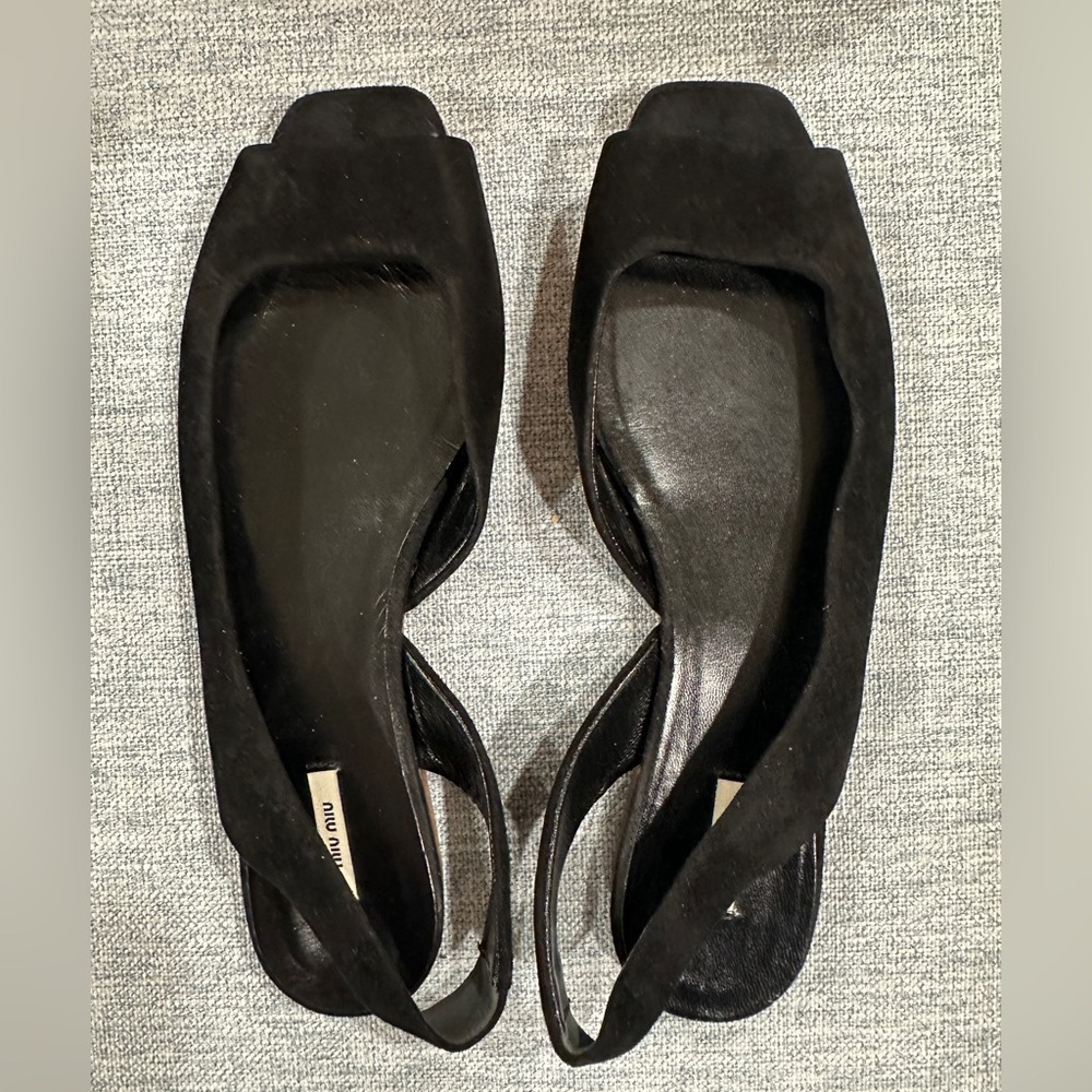 Miu Miu Sling Back Flats in Black
